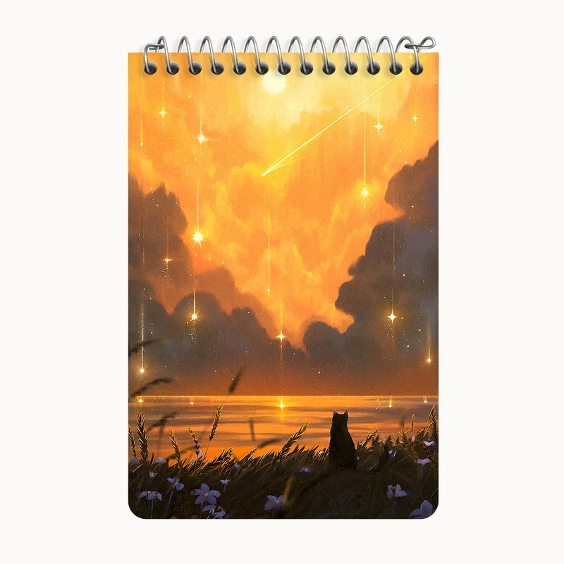 دفتر یادداشت 50 برگ خندالو طرح گربه و منظره کد F11169