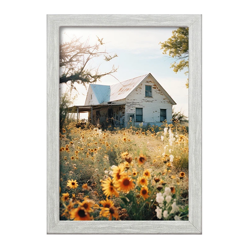 تابلو خندالو طرح منظره و گل آفتابگردان کد F487