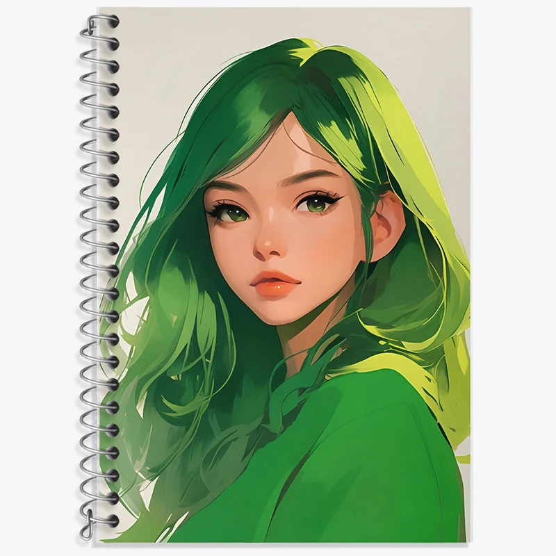 دفتر لغت 50 برگ خندالو طرح دختر مو سبز کد F9104