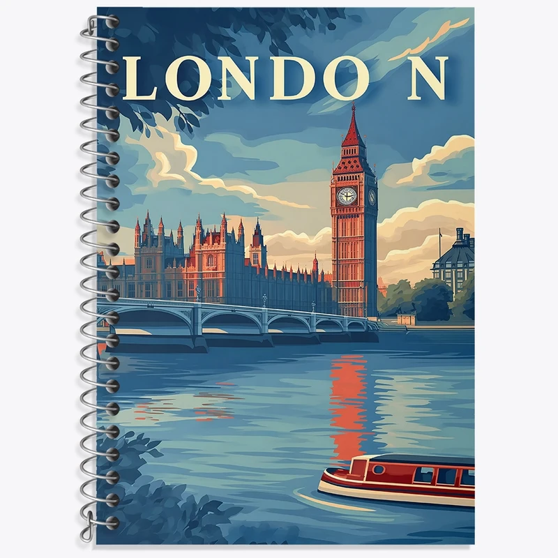 دفتر زبان 50 برگ خندالو مدل سه خط طرح لندن (London) کد F4940