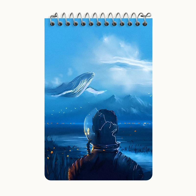 دفتر یادداشت 50 برگ خندالو طرح فضانورد و وال کد F12545