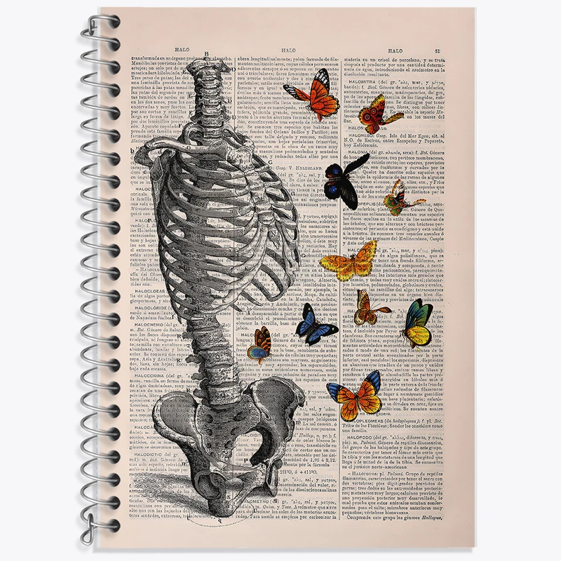 دفتر زبان 50 برگ خندالو مدل دو خط طرح آناتومی اسکلت کد F14042