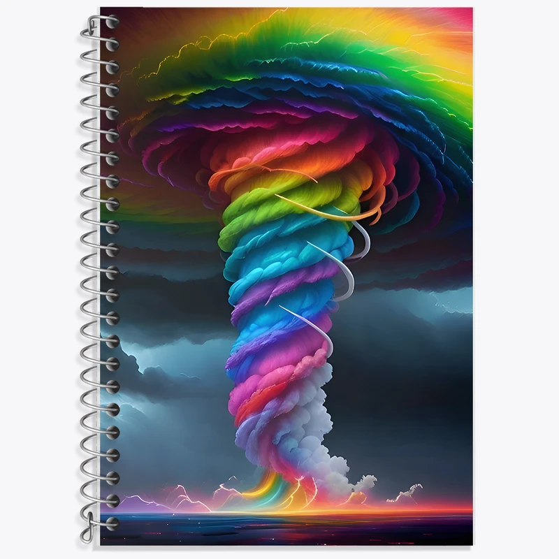 دفتر زبان 50 برگ خندالو مدل دو خط طرح طوفان رنگی کد F11797