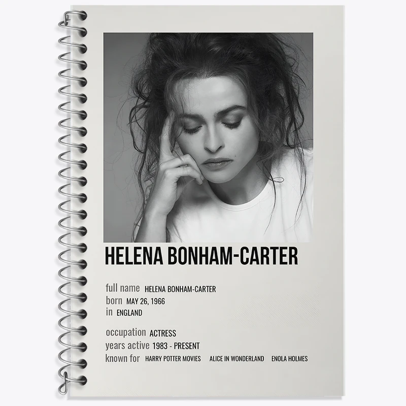 دفتر زبان دوخط 50 برگ خندالو طرح هلنا بونهام کارتر (Helena Bonham Carter) کد F13150
