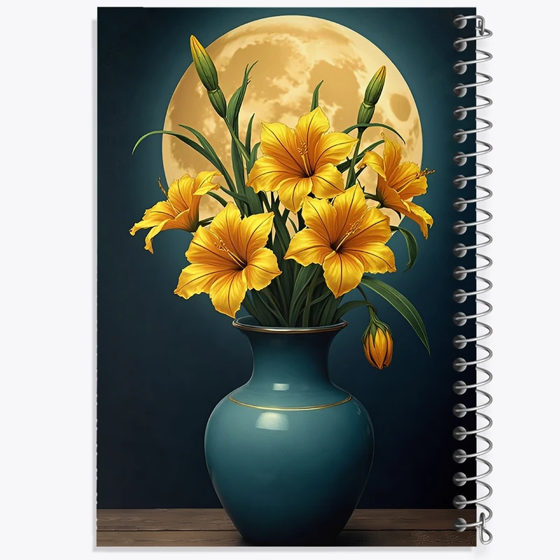 دفتر شطرنجی 50 برگ خندالو طرح گلدان گل لیلیوم کد F10682