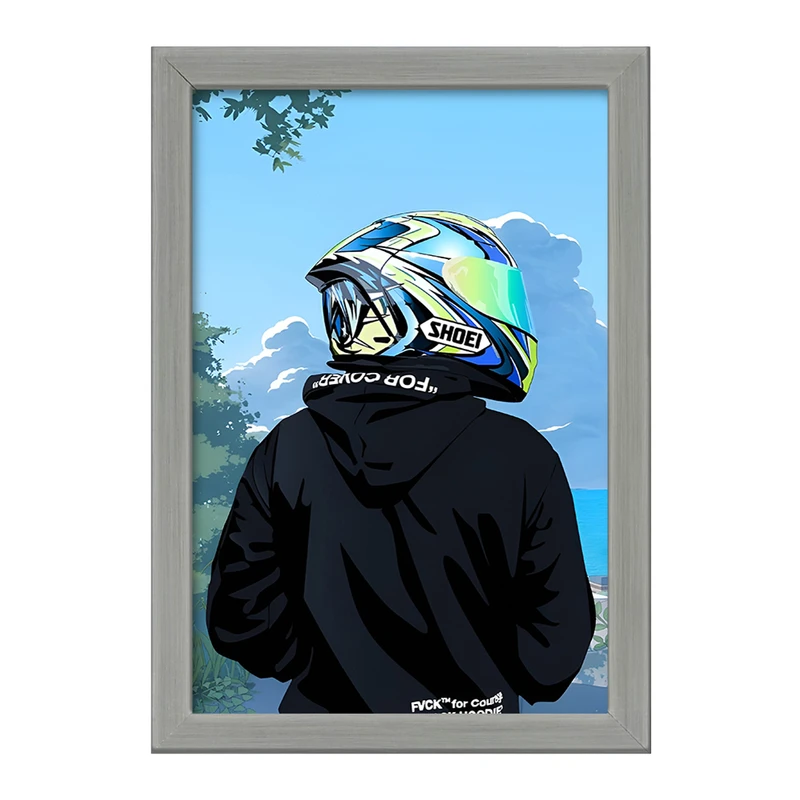 تابلو خندالو طرح پسر و کلاه کاسکت کد F3012