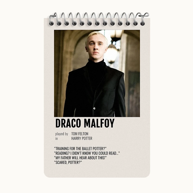 دفتر یادداشت 50 برگ خندالو طرح دراکو مالفوی (Draco Malfoy) کد F13402