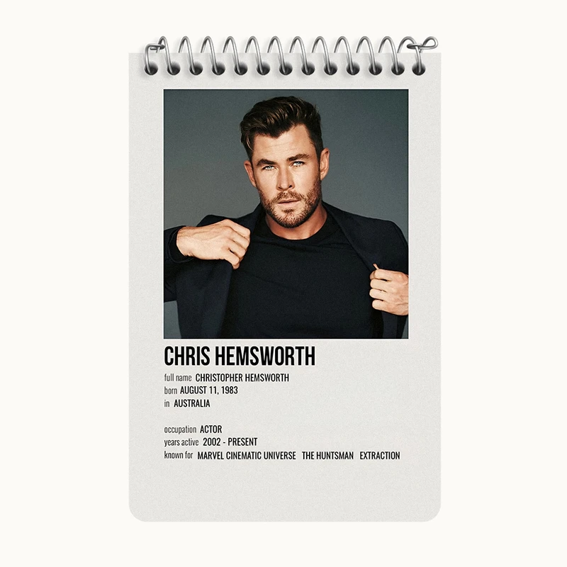 دفتر یادداشت 50 برگ خندالو طرح کریس همسورث (Chris Hemsworth) کد F13146