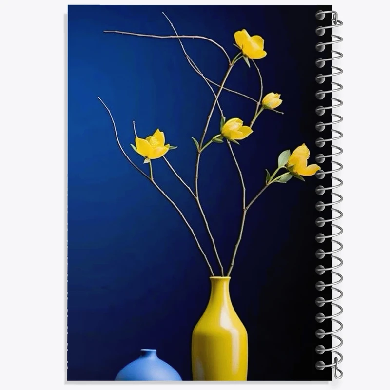 دفتر مشق 50 برگ خندالو طرح گلدان گل زرد کد F11187