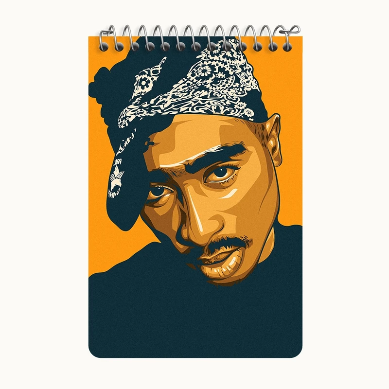 دفتر یادداشت 50 برگ خندالو طرح توپاک شکور(Tupac Shakur) کد F10224