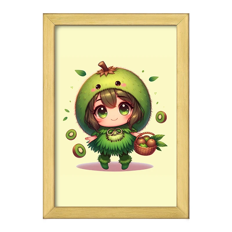 تابلو خندالو طرح دختر و کیوی کد F5421