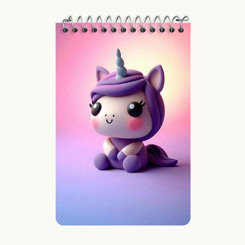 دفتر یادداشت 50 برگ خندالو طرح اسب تک شاخ کیوت کد F7990