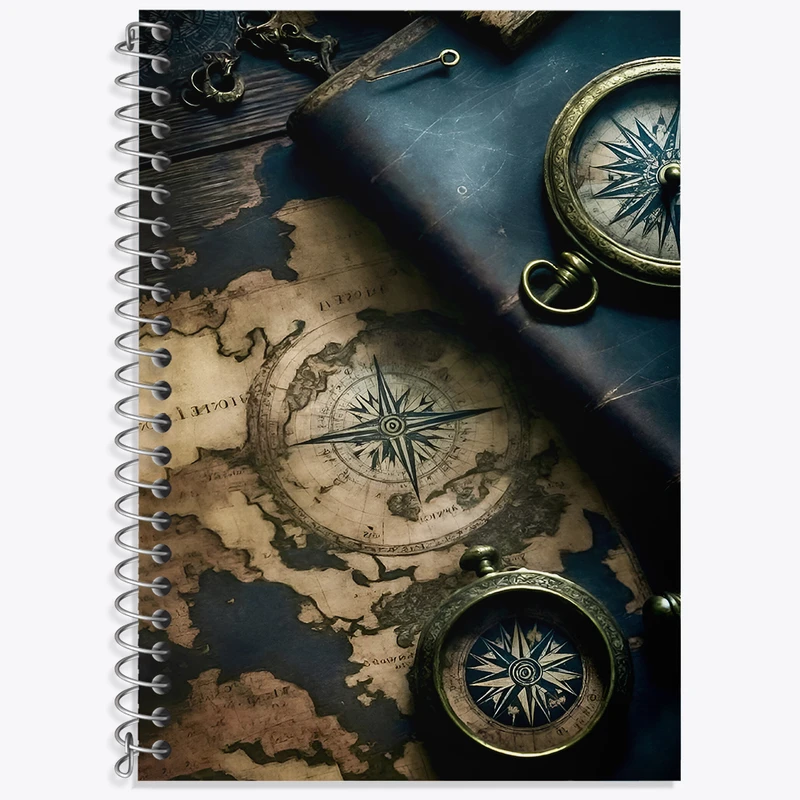 دفتر زبان دوخط 50 برگ خندالو طرح قطب نما کد F4263