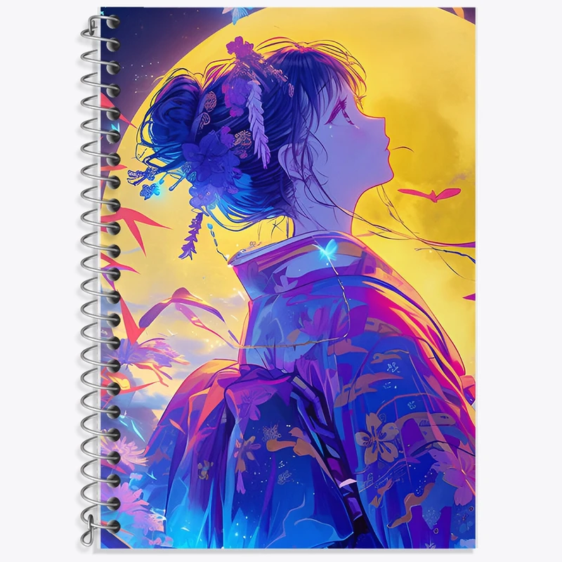 دفتر زبان 50 برگ خندالو مدل سه خط طرح دختر ژاپنی کد F9208