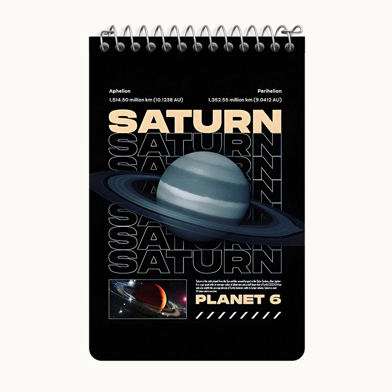دفتر یادداشت 50 برگ خندالو طرح زحل (Saturn) کد F10667