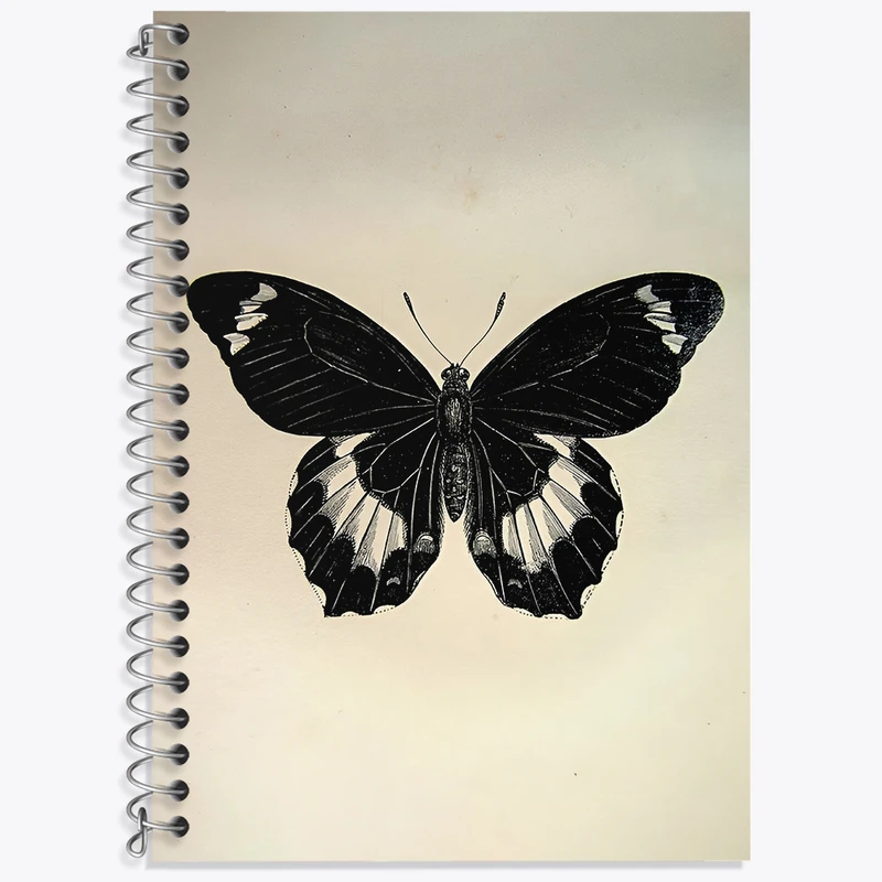 دفتر زبان 50 برگ خندالو طرح پروانه مشکی کد F3892