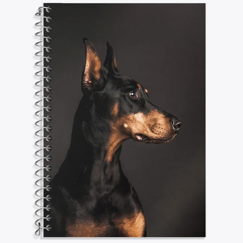 دفتر زبان 50 برگ خندالو مدل سه خط طرح سگ دوبرمن (Dobermann) کد F13637