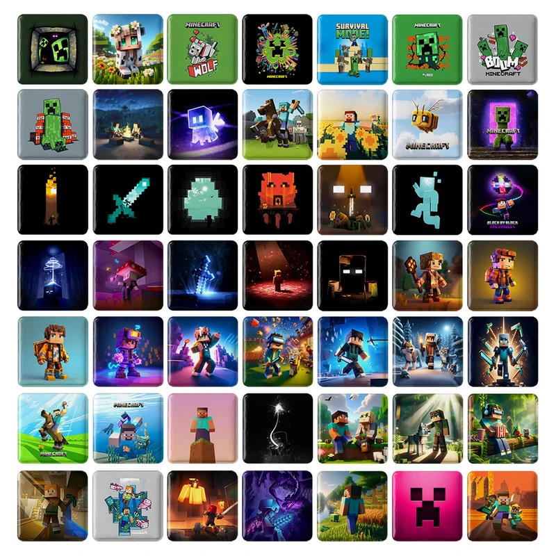 مگنت خندالو طرح ماینکرافت (Minecraft) کد 194 مدل مربعی مجموعه 49 عددی