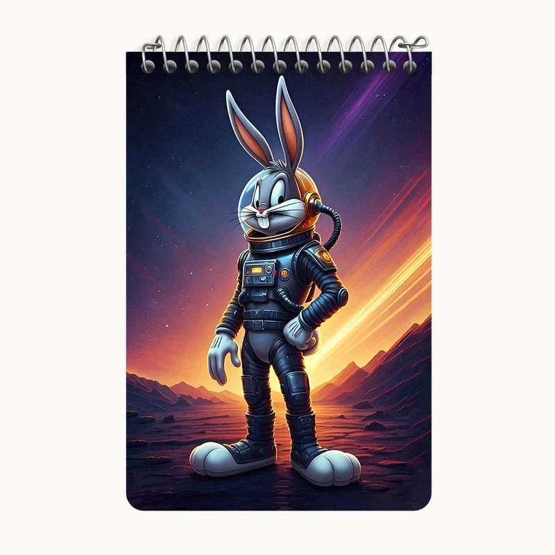 دفتر یادداشت 50 برگ خندالو طرح باگز بانی فضانورد کد F11748