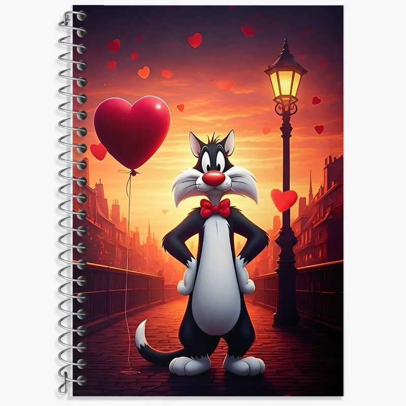 دفتر زبان 50 برگ خندالو مدل سه خط طرح سیلوستر (Sylvester) کد F11755