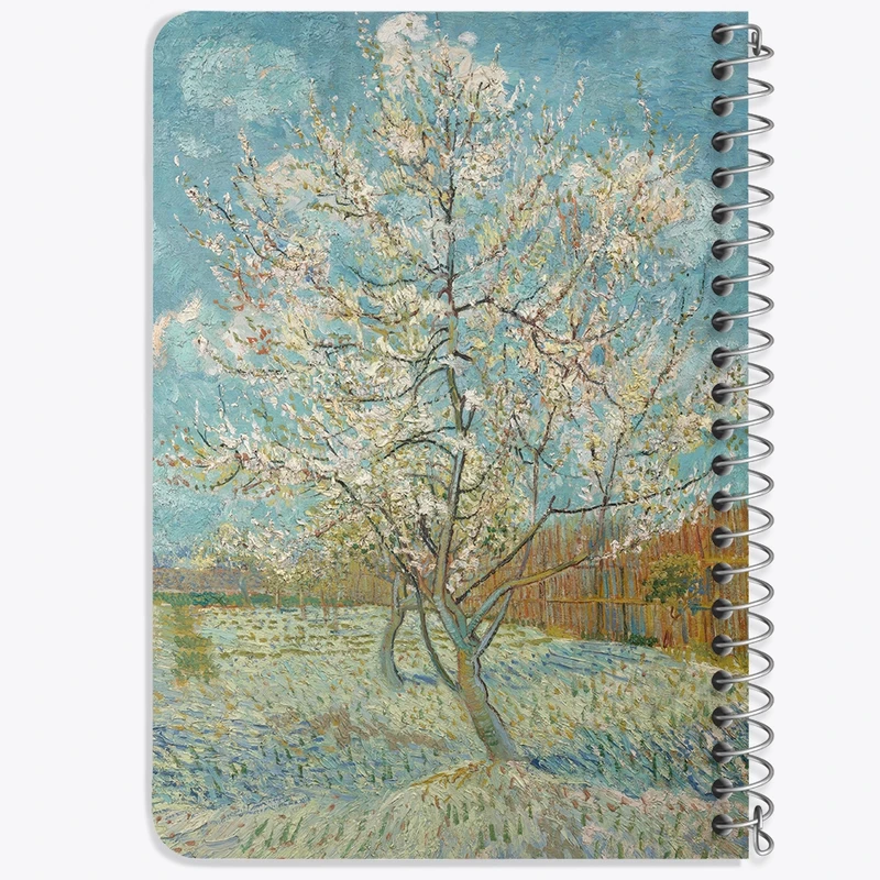دفتر یادداشت 50 برگ خندالو طرح درخت هلو صورتی ونسان ونگوگ (Van Gogh) کد 36806