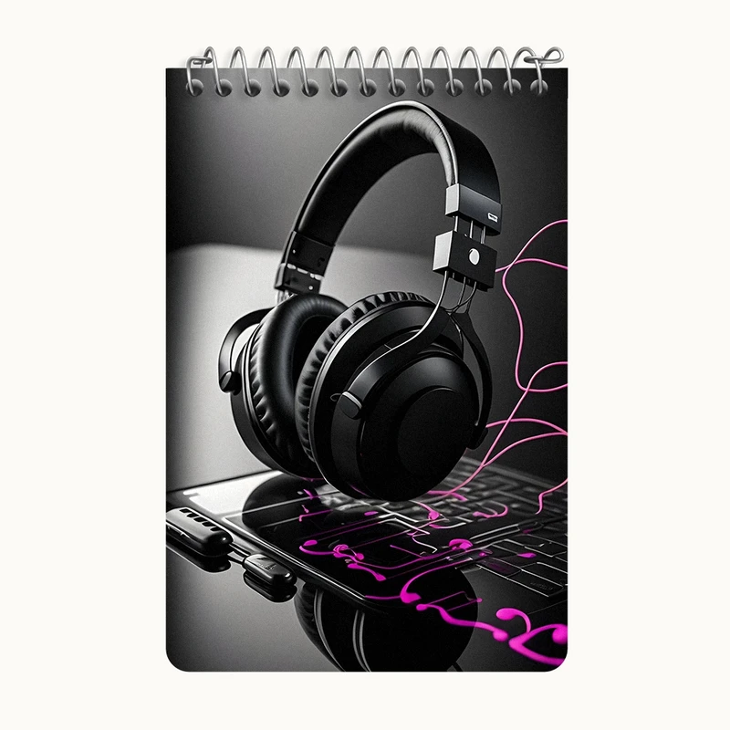 دفتر یادداشت 50 برگ خندالو طرح هدفون موسیقی کد F4350