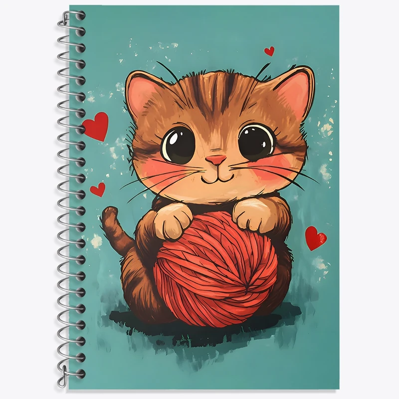 دفتر زبان 50 برگ خندالو مدل سه خط طرح گربه بامزه کد N6712