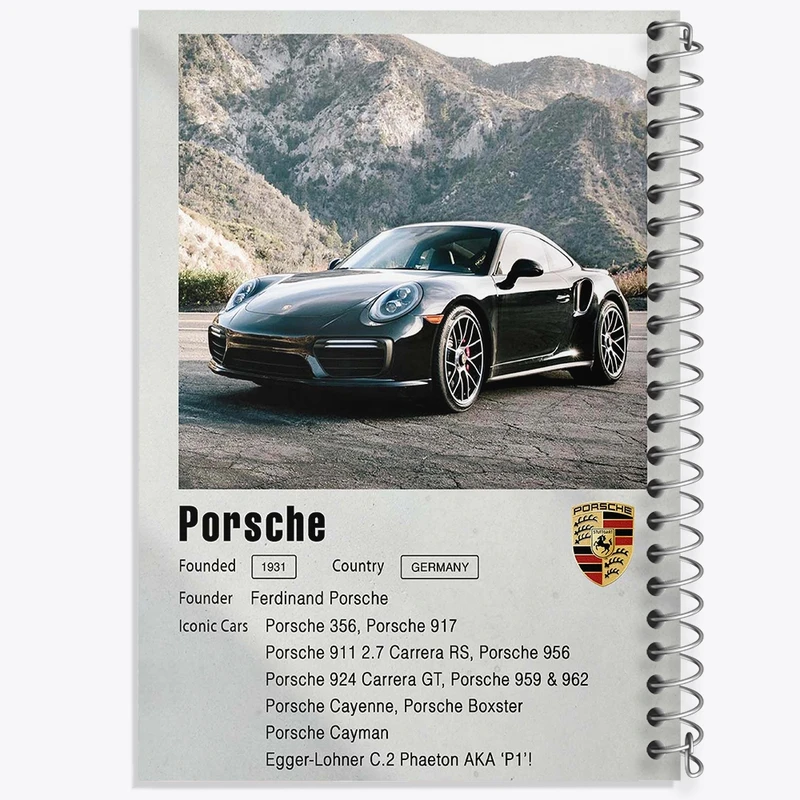 دفتر شطرنجی 50 برگ خندالو طرح ماشین پورشه (Porsche) کد F11954