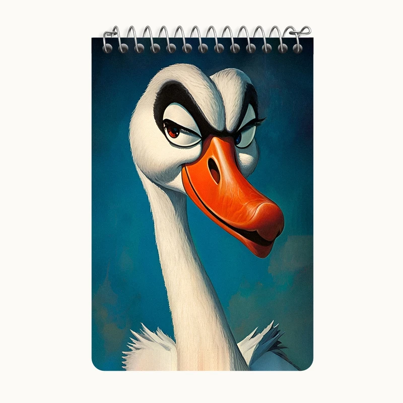 دفتر یادداشت 50 برگ خندالو طرح قو از خود راضی کد F6536