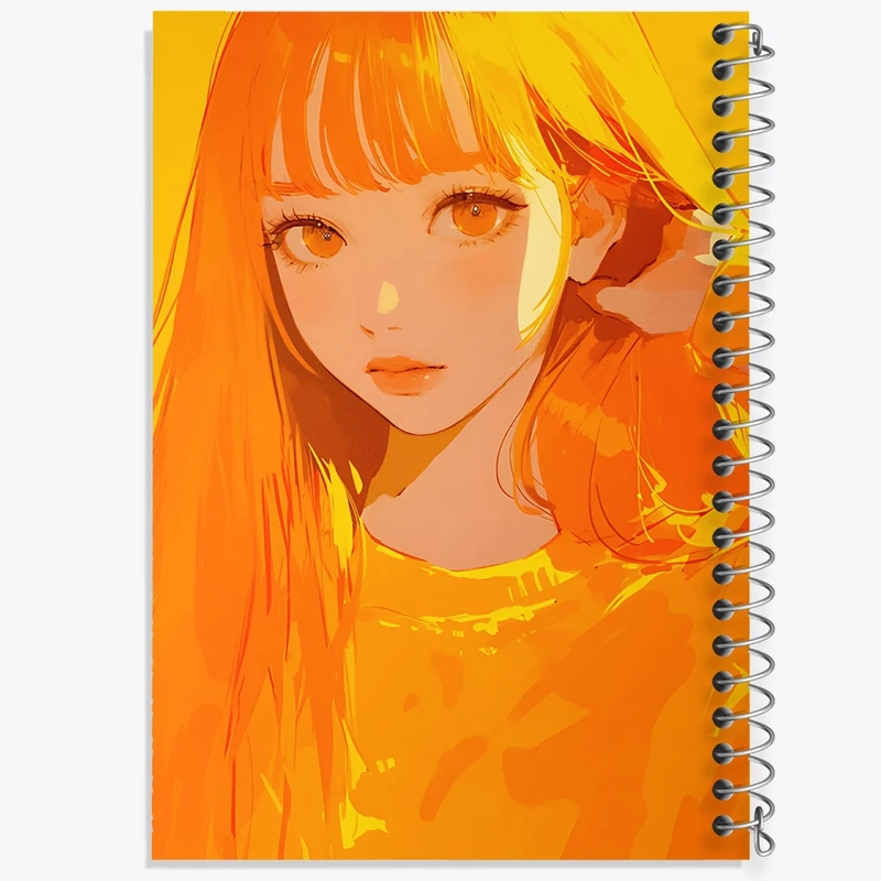 دفتر ژورنال نویسی 50 برگ خندالو مدل نقطه ای طرح دختر مو نارنجی کد F9102