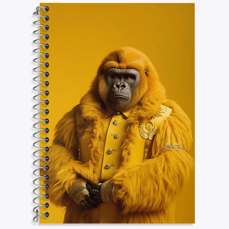 دفتر زبان 50 برگ خندالو مدل سه خط طرح گوریل زرد کد F3376