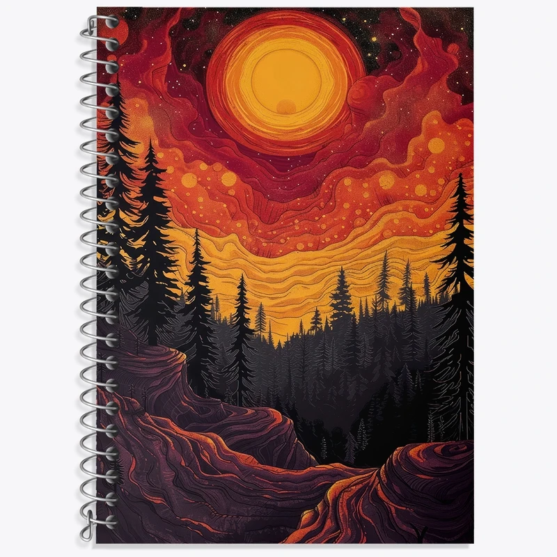 دفتر زبان 50 برگ خندالو مدل سه خط طرح منظره غروب کد F3057