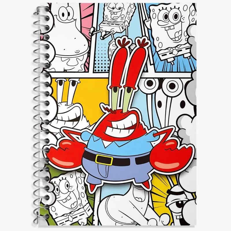 دفتر زبان 50 برگ خندالو مدل سه خط طرح آقای خرچنگ کد N9485