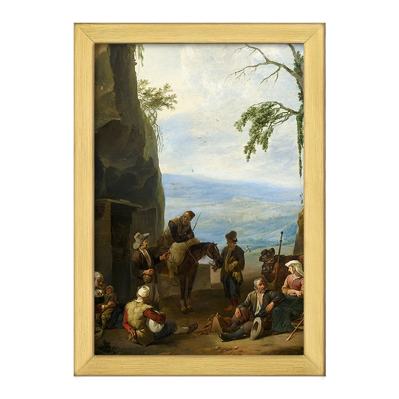 تابلو خندالو طرح نقاشی دهقانان در حال استراحت اثر یوهانس لینگلباخ کد F12402