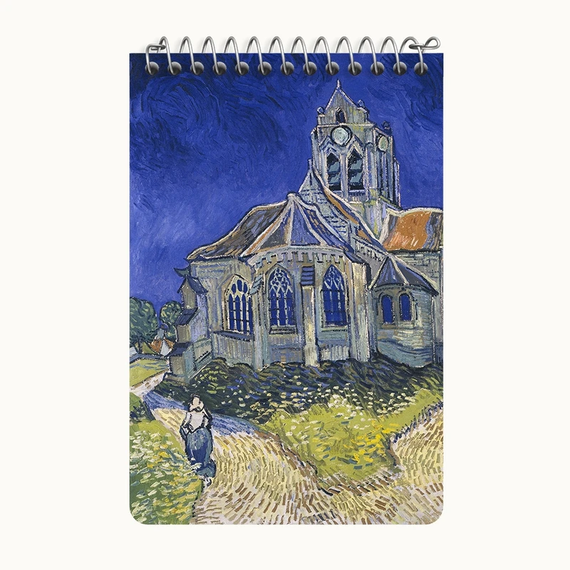 دفتر یادداشت 50 برگ خندالو طرح نقاشی کلیسای Auvers-sur-Oise اثر ونسان ونگوگ کد F12419
