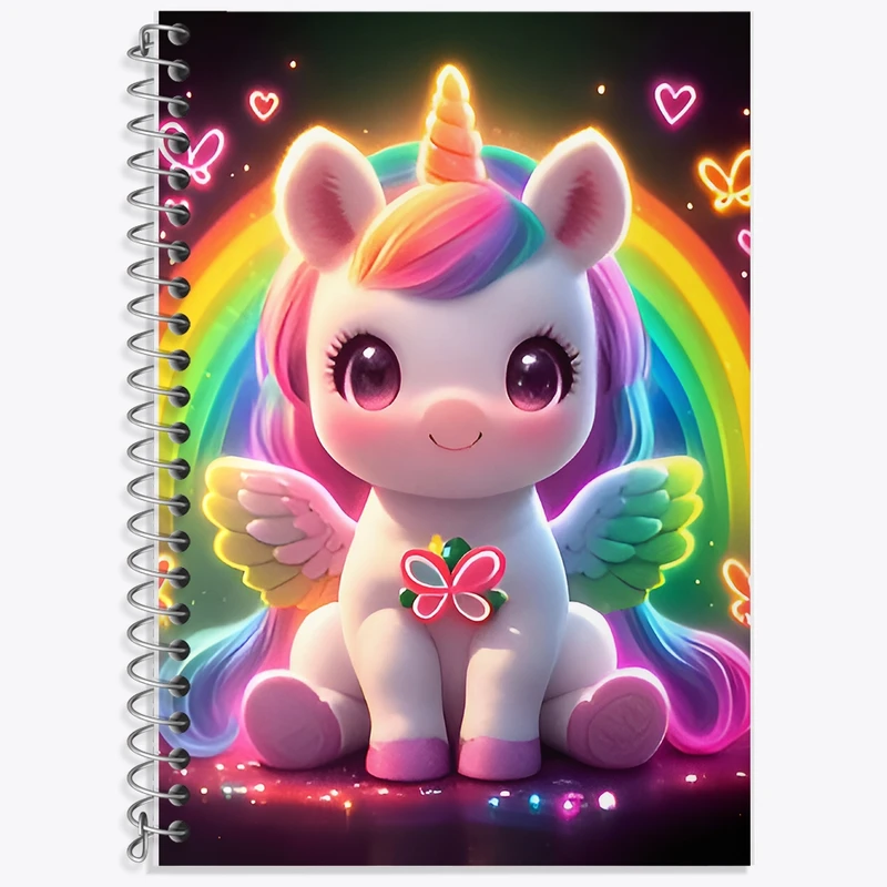 دفتر زبان 50 برگ خندالو مدل سه خط طرح اسب تک شاخ کد F9557