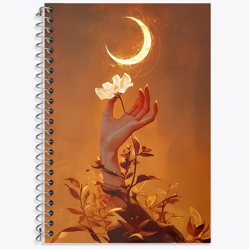 دفتر زبان 50 برگ خندالو مدل سه خط طرح دست و گل و ماه کد F11078