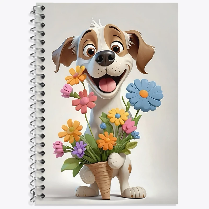 دفتر زبان 50 برگ خندالو مدل سه خط طرح سگ (Dog) کد N6396
