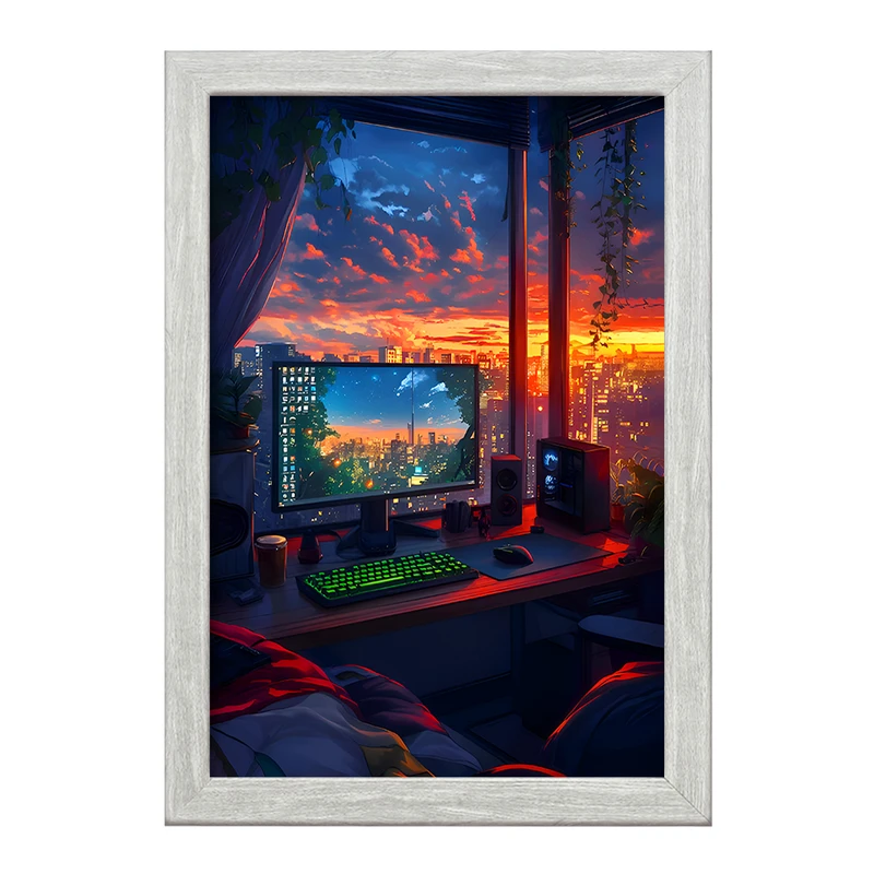 تابلو خندالو طرح پنجره ی اتاق کد F12764