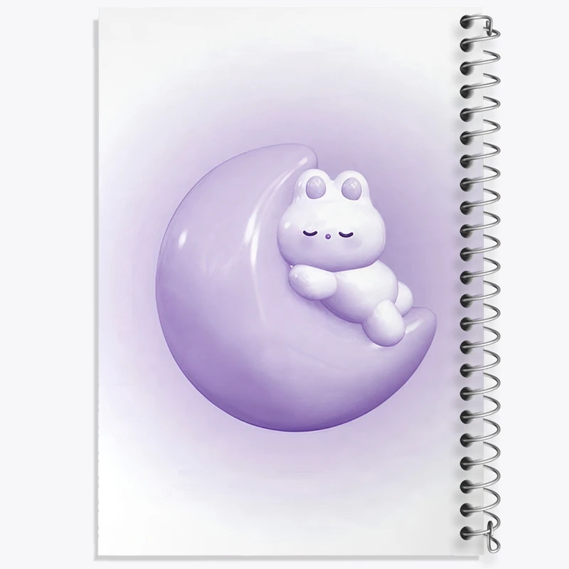 دفتر ژورنال نویسی 50 برگ خندالو مدل نقطه ای طرح خرگوش و ماه کیوت کد F3728