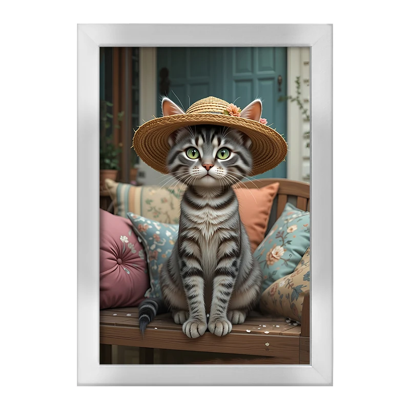 تابلو خندالو طرح گربه کلاه به سر کد F12585