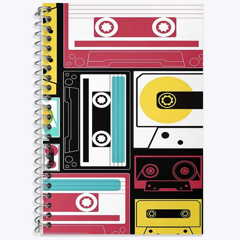 دفتر زبان 50 برگ خندالو مدل سه خط طرح نوار کاست کد F9701