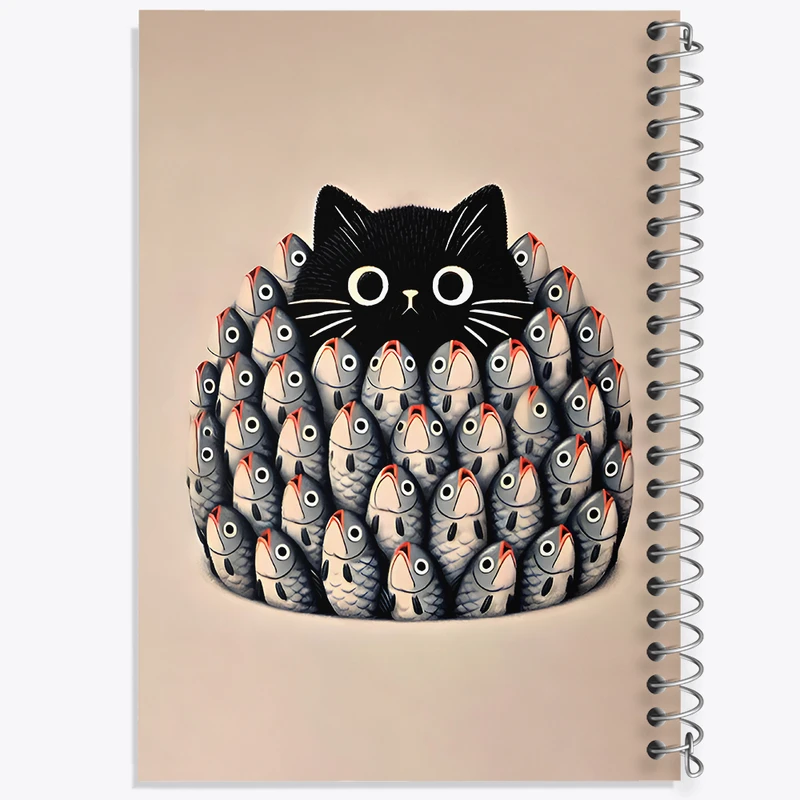دفتر نقاشی 50 برگ خندالو طرح گربه و ماهی ها کد N6512