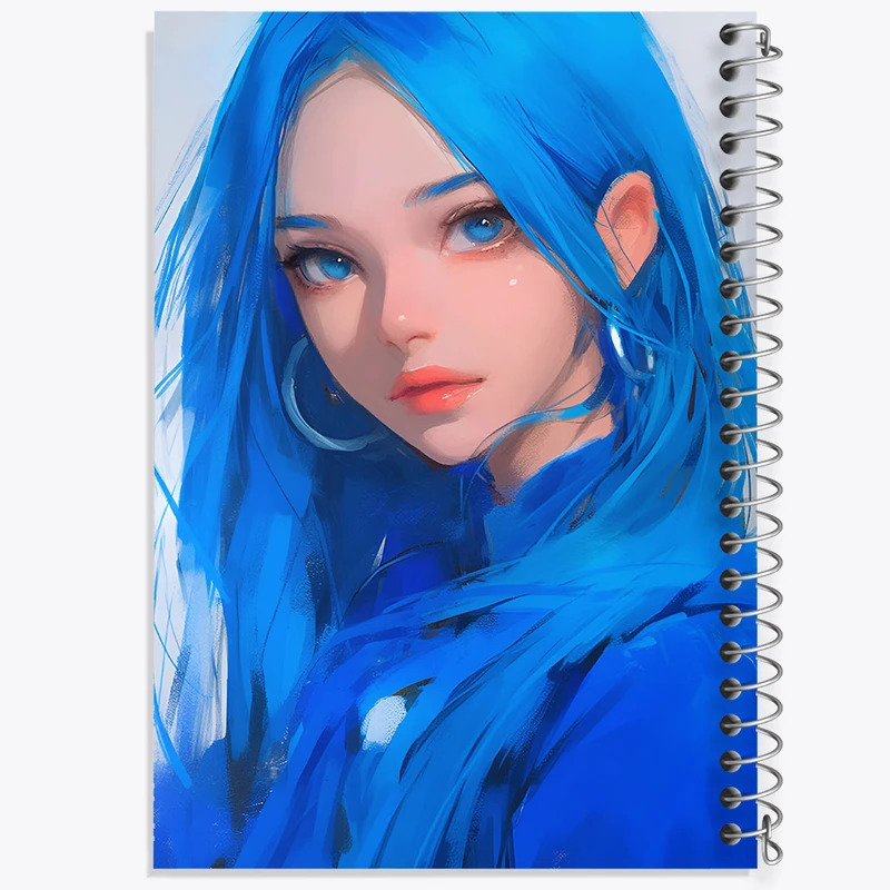 دفتر مشق 50 برگ خندالو طرح دختر مو آبی کد F9103