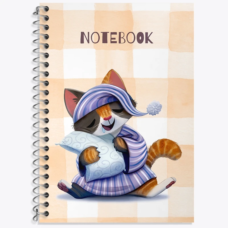 دفتر زبان 50 برگ خندالو مدل سه خط طرح گربه خوابالو کد N6527