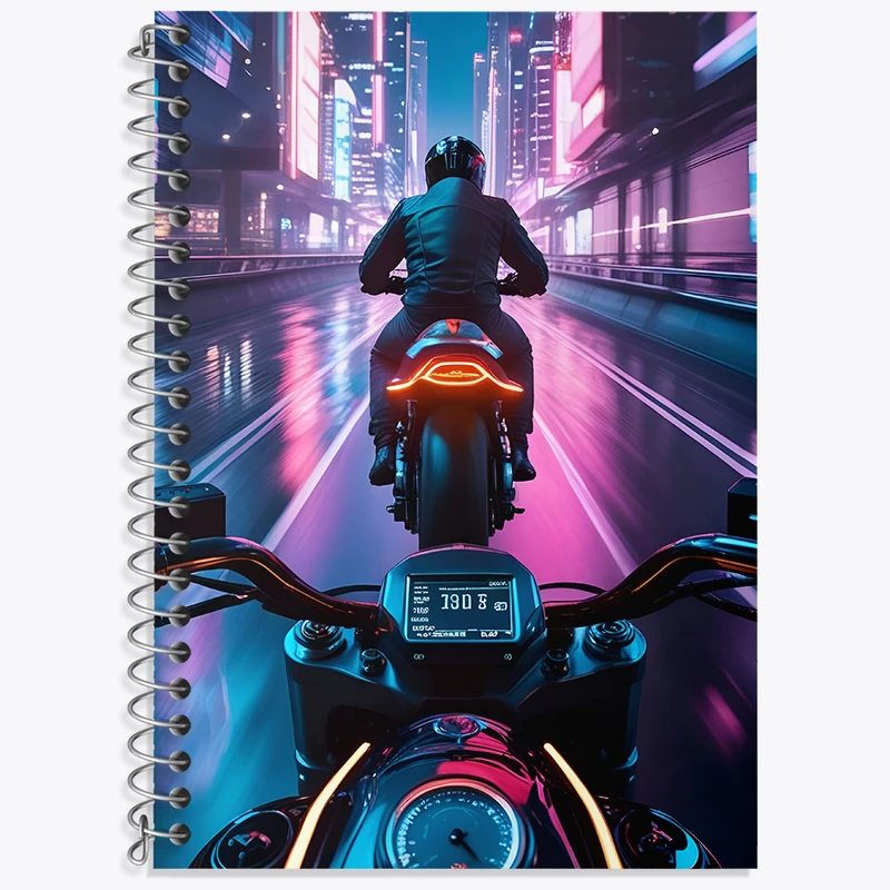 دفتر زبان 50 برگ خندالو مدل دو خط طرح موتور سیکلت مسابقه‌ای کد N7545