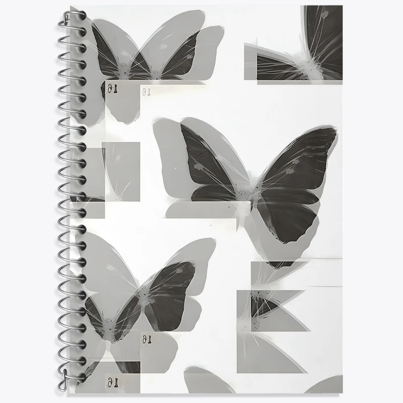 دفتر زبان 50 برگ خندالو مدل سه خط طرح پترن پروانه (Butterfly) کد N8604