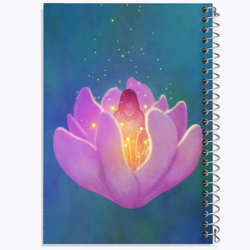 دفتر مشق 100 برگ خندالو طرح زن و نیلوفرآبی کد F8931