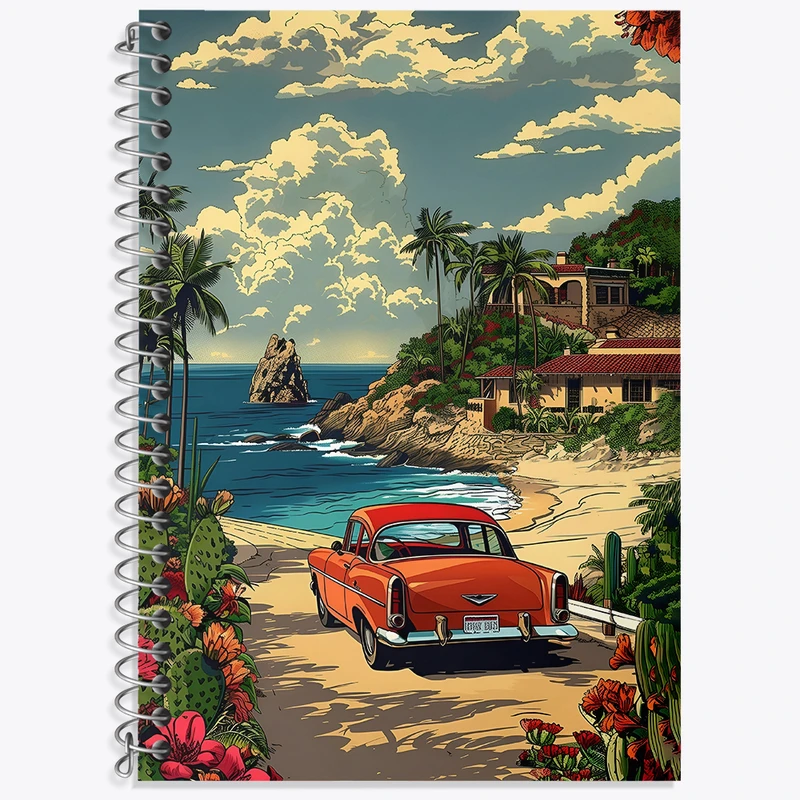 دفتر زبان دوخط 50 برگ خندالو طرح ماشین کلاسیک کد F4109