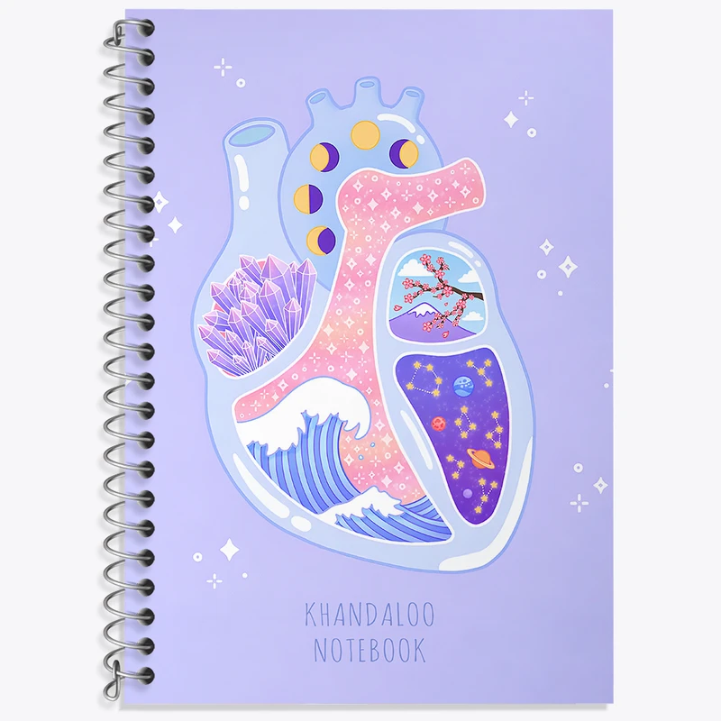 دفتر زبان 50 برگ خندالو مدل دو خط طرح قلب فانتزی کد N8881